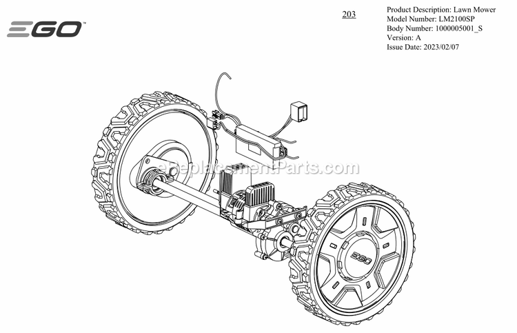 Page D Diagram and Parts List for LM2100SP A Ego Lawn Mower