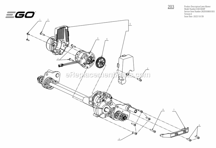 Page D Diagram and Parts List for LM2160SP A Ego Lawn Mower