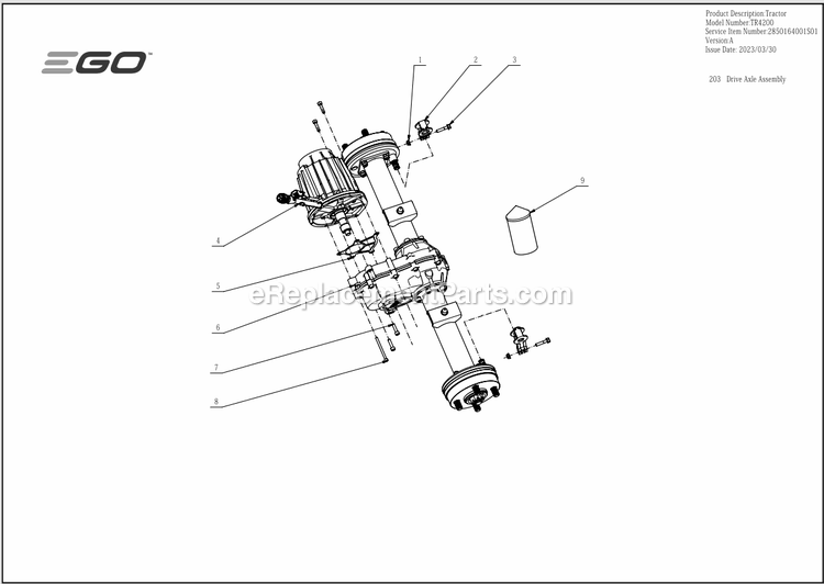 Page H Diagram and Parts List for TR4200 A Ego Lawn Mower