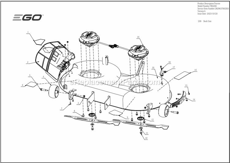Page B Diagram and Parts List for TR4200 A Ego Lawn Mower