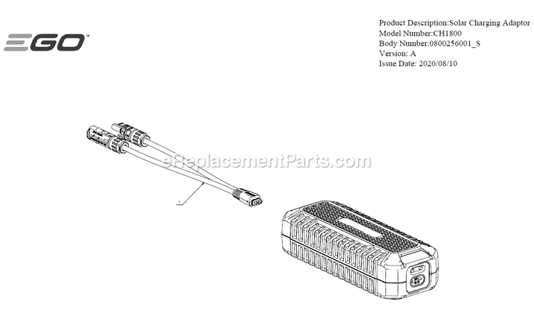 Page A Diagram and Parts List for CH1800 A Ego Lawn Tractor Accessories