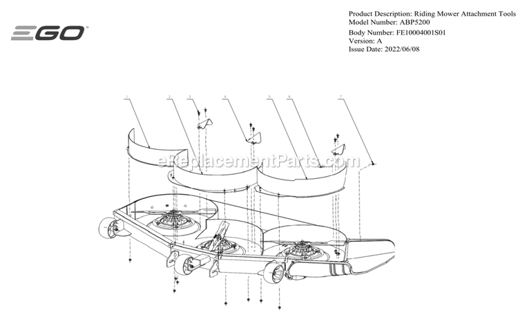 Page A Diagram and Parts List for ABP5200 A Ego Lawn Mower