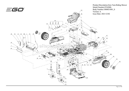 Page F Diagram and Parts List for ZT4200L A Ego Lawn Mower
