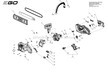 Page A Diagram and Parts List for CS1600 A Ego Chainsaw