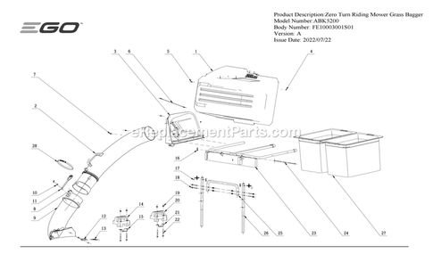 Page A Diagram and Parts List for ABK5200 A Ego Lawn Mower