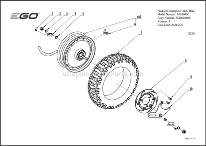Page E Diagram and Parts List for MB1000C A Ego Lawn Tractor Accessories