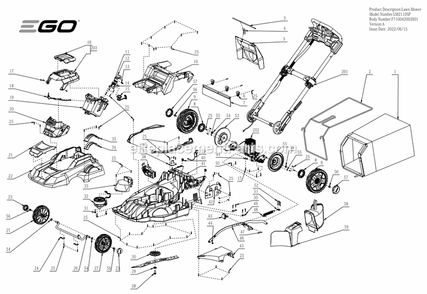 Page A Diagram and Parts List for LM2110SP A Ego Lawn Mower