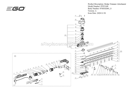 Page A Diagram and Parts List for PTX5100 A Ego Lawn Tractor Accessories