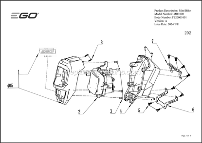 Page C Diagram and Parts List for MB1000 A Ego Lawn Tractor Accessories
