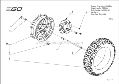 Page D Diagram and Parts List for MB1000 A Ego Lawn Tractor Accessories
