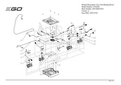 Page H Diagram and Parts List for ZT4200S A Ego Lawn Mower