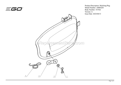 Page A Diagram and Parts List for AMP4200 A Ego Lawn Mower