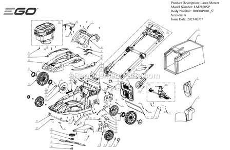 Page A Diagram and Parts List for LM2100SP A Ego Lawn Mower