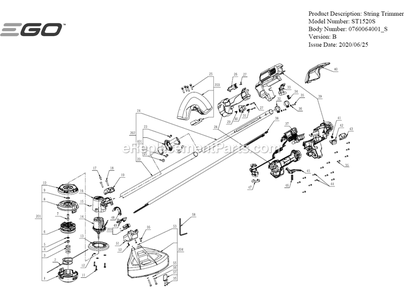 Page A Diagram and Parts List for ST1520S B Ego Trimmer