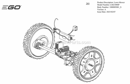 Page D Diagram and Parts List for LM2100SP A Ego Lawn Mower