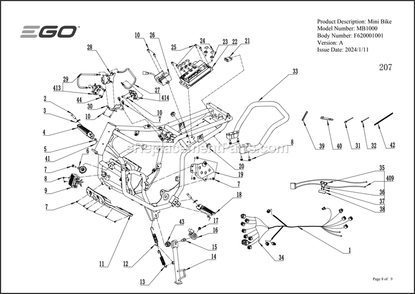 Page H Diagram and Parts List for MB1000 A Ego Lawn Tractor Accessories