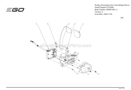 Page L Diagram and Parts List for ZT4200L A Ego Lawn Mower