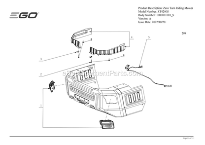 Page B Diagram and Parts List for ZT4200S A Ego Lawn Mower