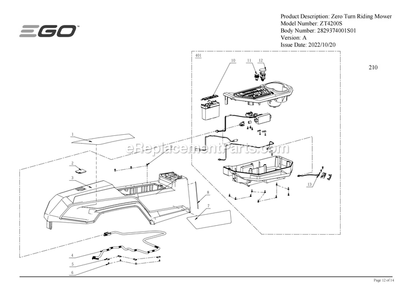 Page C Diagram and Parts List for ZT4200S A Ego Lawn Mower