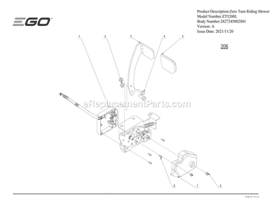 Page H Diagram and Parts List for ZT5200L A Ego Lawn Mower