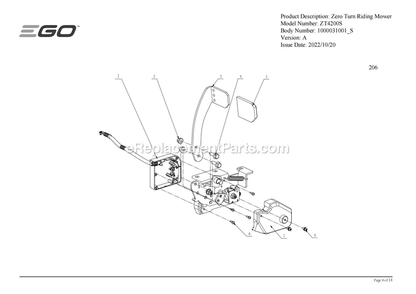 Page L Diagram and Parts List for ZT4200S A Ego Lawn Mower