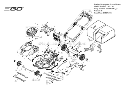 Page A Diagram and Parts List for LM2130 B Ego Lawn Mower
