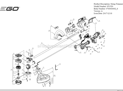 Page A Diagram and Parts List for ST1520 A Ego Trimmer