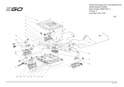 Page H Diagram and Parts List for ZT4200L A Ego Lawn Mower