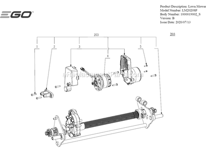 Page D Diagram and Parts List for LM2020SP B Ego Lawn Mower