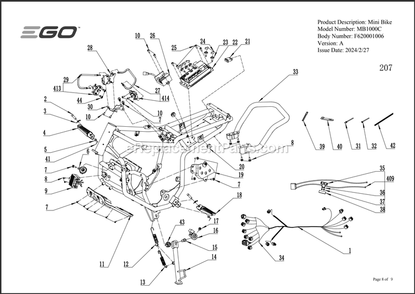 Page H Diagram and Parts List for MB1000C A Ego Lawn Tractor Accessories