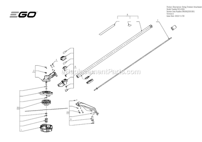 Page A Diagram and Parts List for STA1600  Ego Lawn Tractor Accessories