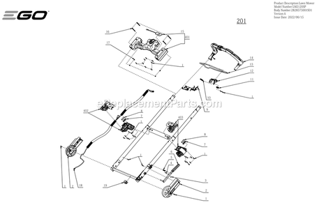 Page B Diagram and Parts List for LM2120SP A Ego Lawn Mower