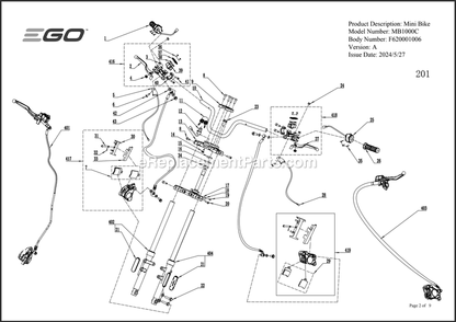 Page B Diagram and Parts List for MB1000C A Ego Lawn Tractor Accessories