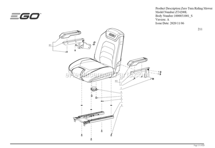 Page E Diagram and Parts List for ZT4200L A Ego Lawn Mower