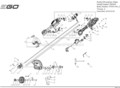 Page A Diagram and Parts List for ED0800 A Ego Edger