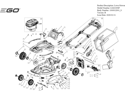 Page A Diagram and Parts List for LM2100SP B Ego Lawn Mower