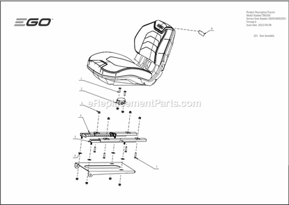 Page F Diagram and Parts List for TR4200 A Ego Lawn Mower