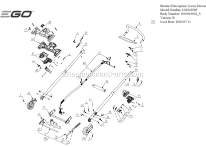 Page C Diagram and Parts List for LM2020SP B Ego Lawn Mower