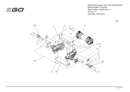 Page I Diagram and Parts List for ZT4200S A Ego Lawn Mower