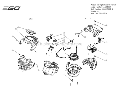 Page B Diagram and Parts List for LM2150SP A Ego Lawn Mower