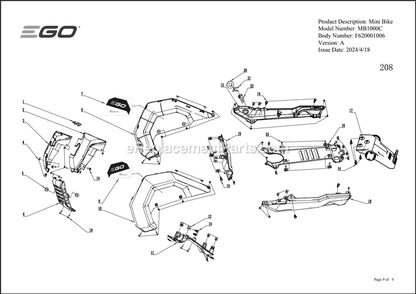 Page I Diagram and Parts List for MB1000C A Ego Lawn Tractor Accessories