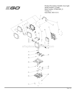 Page A Diagram and Parts List for LT1000 A Ego Lawn Tractor Accessories
