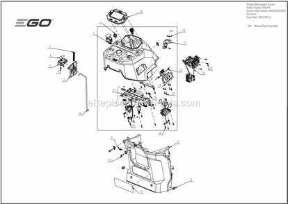 Page K Diagram and Parts List for TR4200 A Ego Lawn Mower