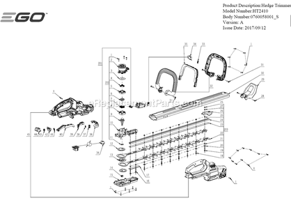 Part Location Diagram of 2825475001 Ego Blade Set