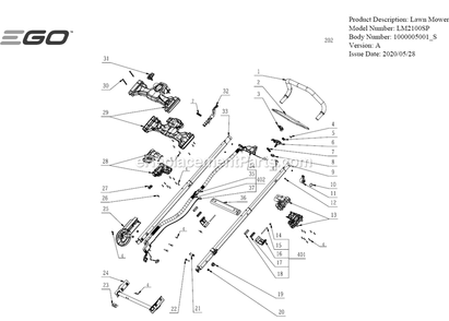 Page C Diagram and Parts List for LM2100SP A Ego Lawn Mower
