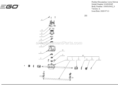 Page D Diagram and Parts List for LM2020SP A Ego Lawn Mower