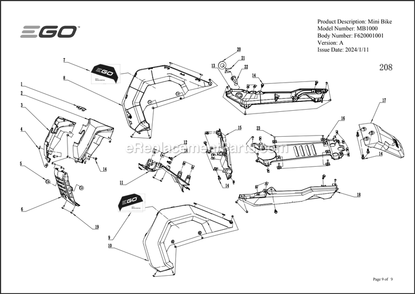 Page I Diagram and Parts List for MB1000 A Ego Lawn Tractor Accessories