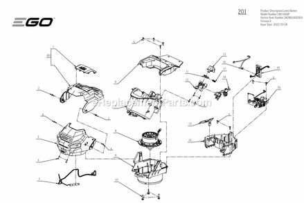 Page B Diagram and Parts List for LM2160SP A Ego Lawn Mower