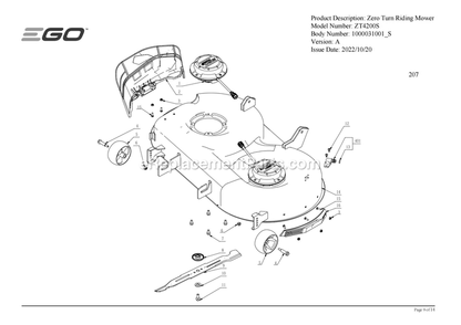 Page M Diagram and Parts List for ZT4200S A Ego Lawn Mower