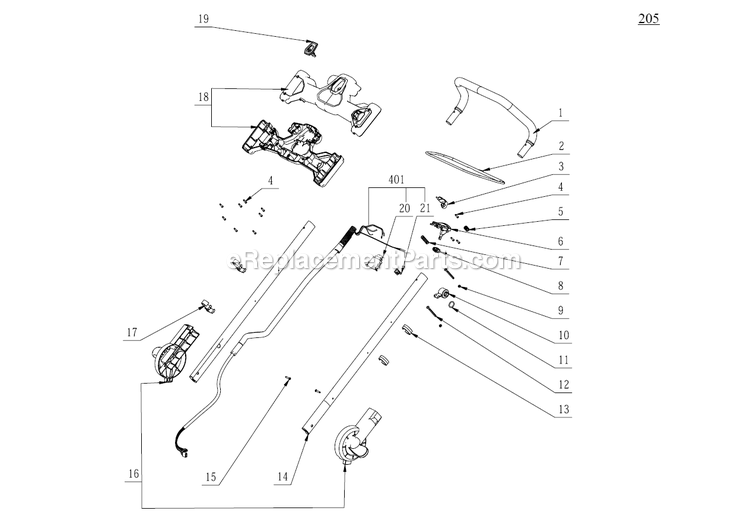 Page B Diagram and Parts List for SNT2110 A Ego Snow Blower